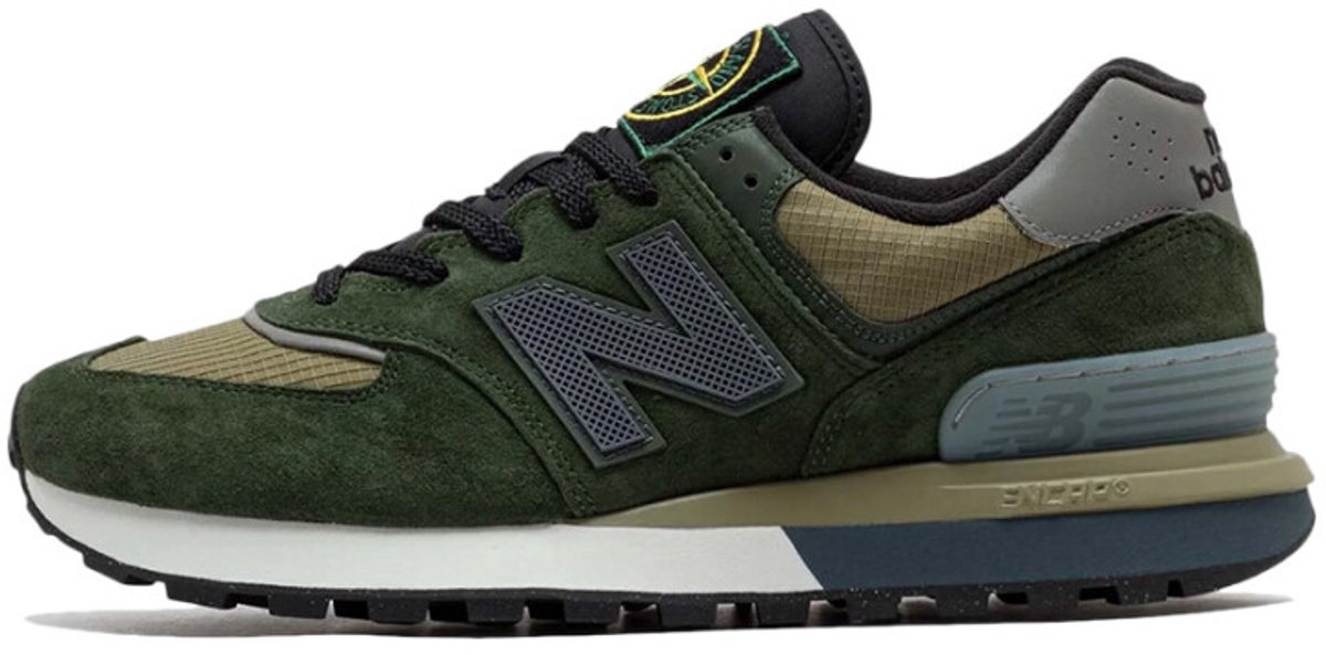 Stone Island x New Balance 574 Legacy Dunkelgrün Unisex Sneaker Braun U574LGIL 41.5