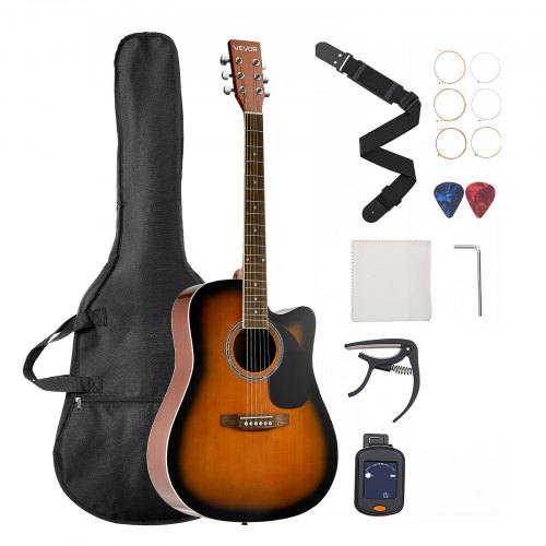 VEVOR 104,4 mm (41 tum) Cutway akustisk gitarr gigbag för nybörjare, Sunburst