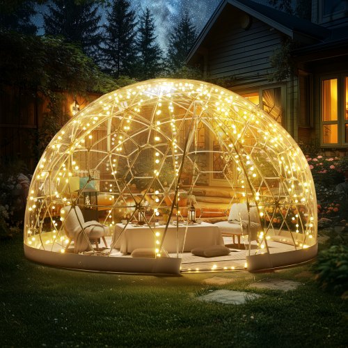 VEVOR 365,8 cm kupolbubbeltält utomhushus campingskydd med transparent fönster