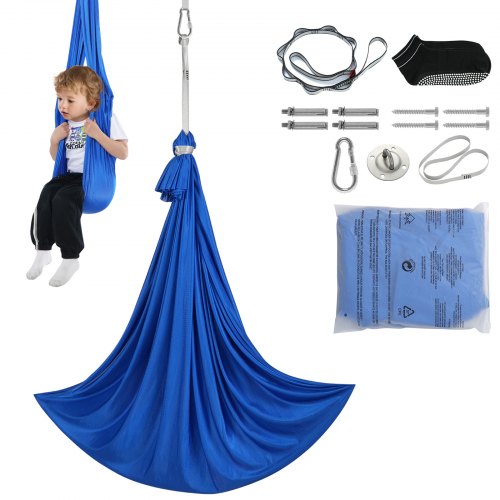 VEVOR Sensorisk Gunga för Barn, 3,1 Yards, Terapigunga för Barn med Särskilda Behov, Gosgunga Inomhus Utomhus Hängmatta för Barn och Vuxna med Autism, ADHD, Aspergers, Sensorisk Integration, Blå