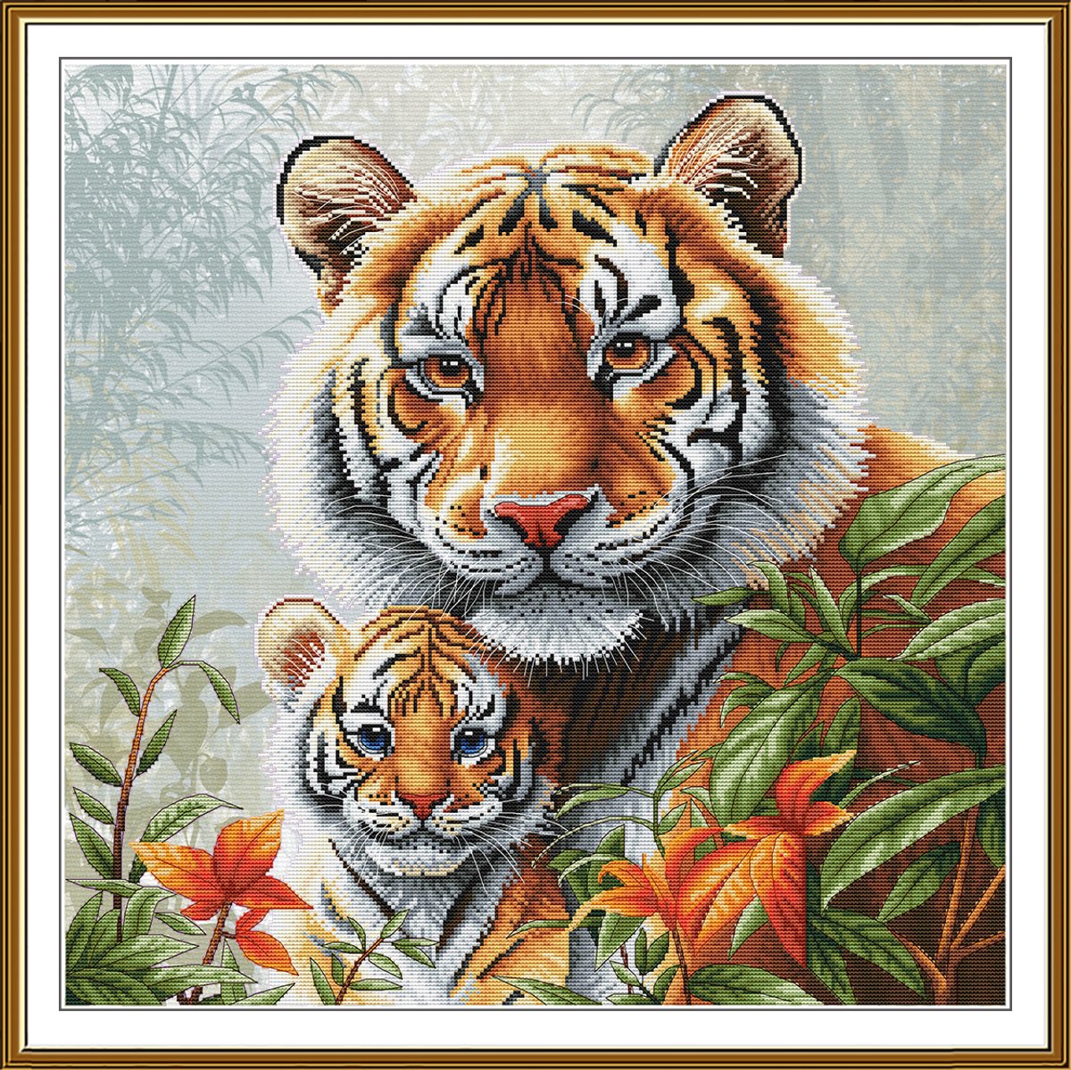 Stickpackung Bild Tigerin mit Jungem