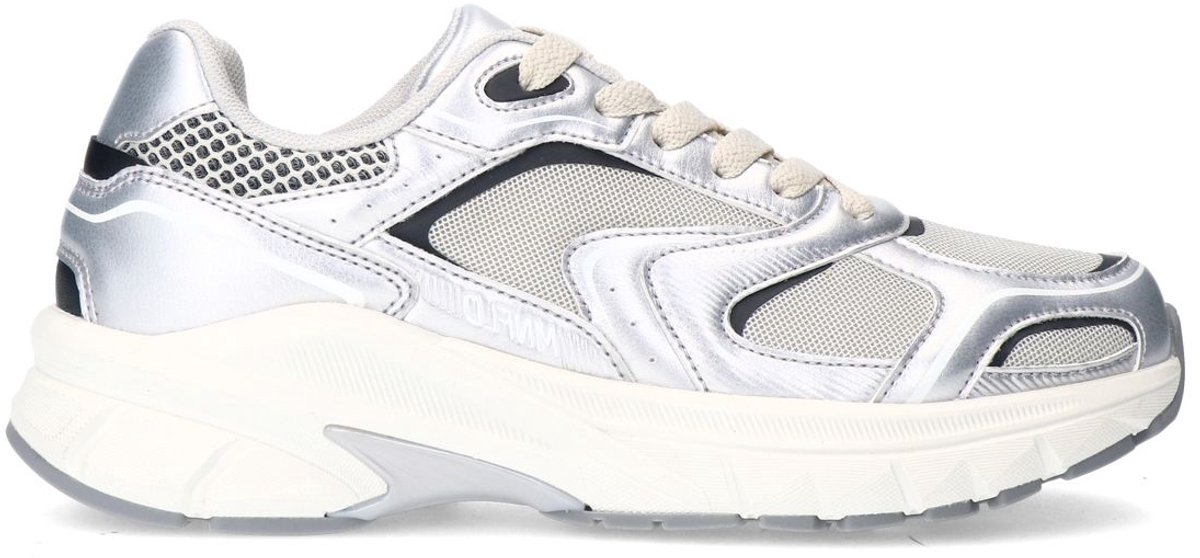 Silberfarbene Sneaker mit Mesh-Details