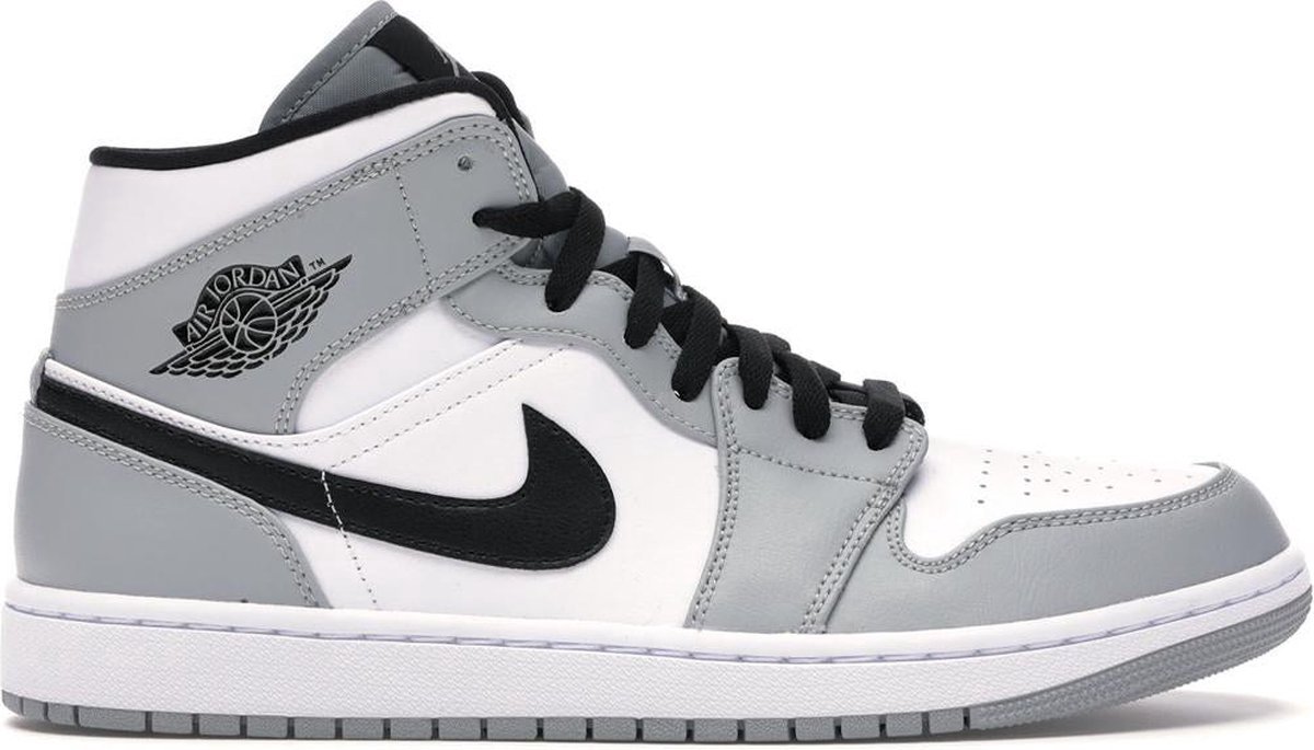 Air Jordan 1 Mid Smoke Grey Herren Sneaker Light-Smoke-Grey Schwarz Weiß 554724-092 46