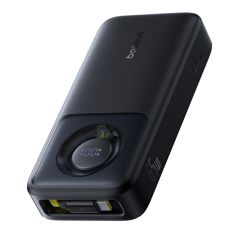 Baseus NOMOS-Serie 65W 74Wh 20000mAh Machtbank mit eingebautem Type-C-Kabel Externer Akku mit 2 Eingängen und 2 Ausgänge