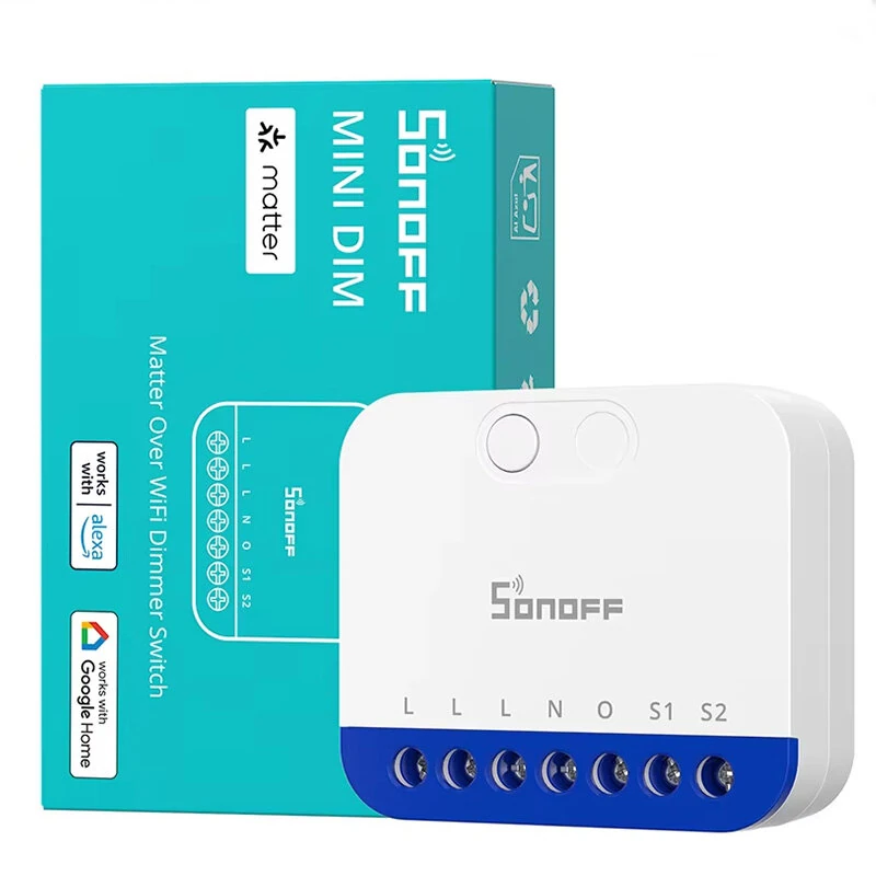 SONOFF MINI-DIM MINI Extrem Matter über WiFi Dimmer Schalter Breite Beleuchtungskompatibilität Matter-kompatibel Google