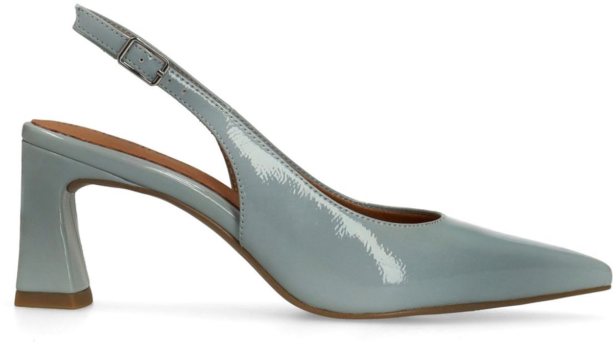Blaue Slingbackpumps aus Lackleder