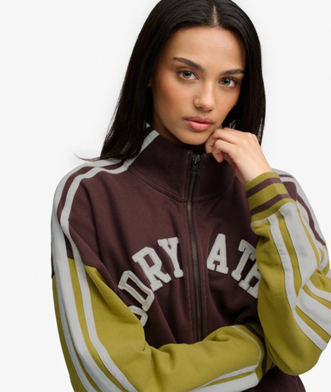 Superdry Damen Cult Applique Jacke mit Lockerer Passform Brown - Größe: 40