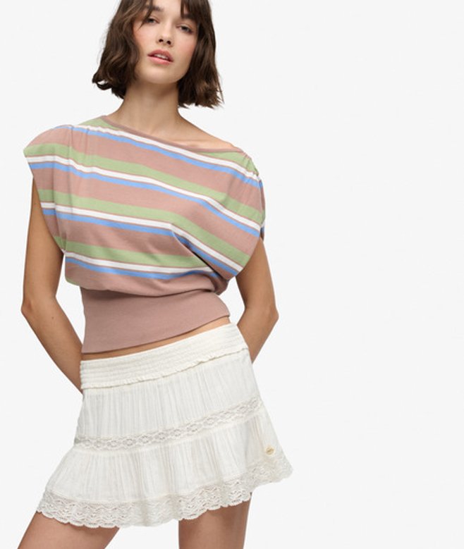 Superdry Damen Ibiza Minirock Lockere Passform White - Größe: 44