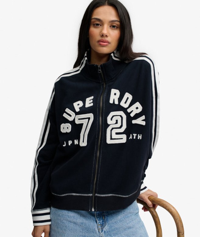 Superdry Damen Cult Applique Jacke mit Lockerer Passform Navy - Größe: 34