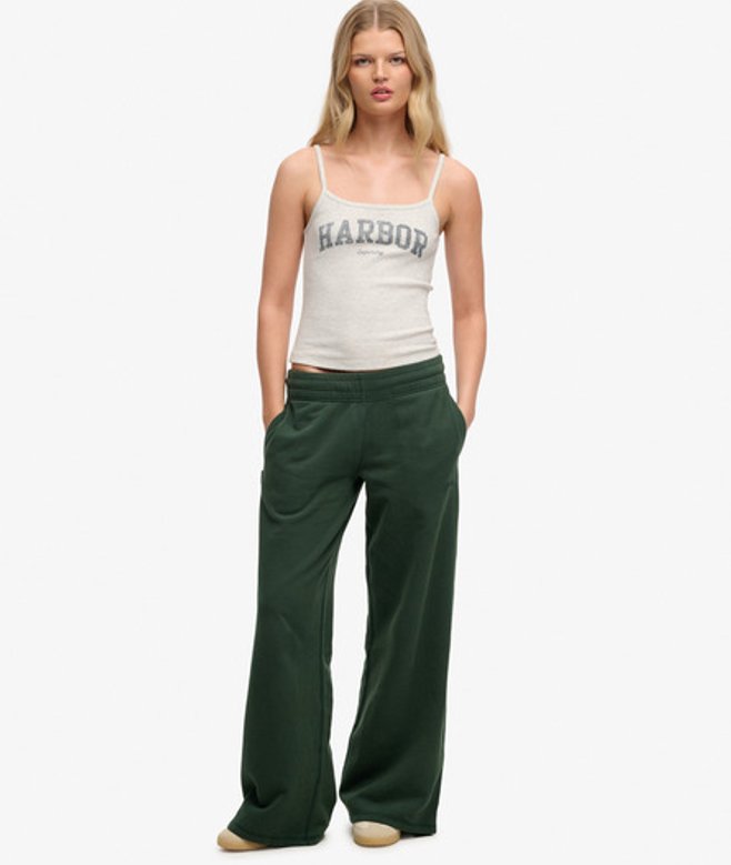 Superdry Damen Mid Rise Baggy Hose Khaki - Größe: 32/32