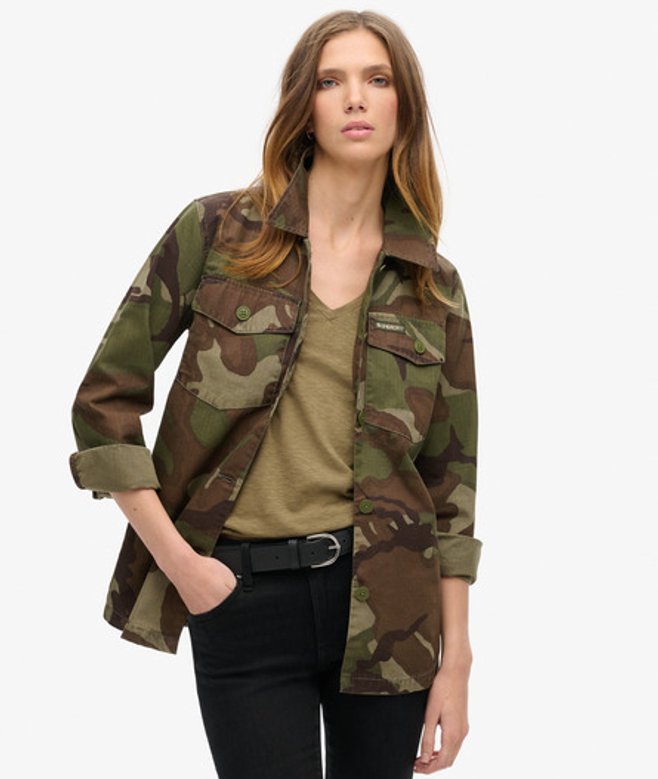 Superdry Damen Military Hemdjacke, Grün, Größe: 38