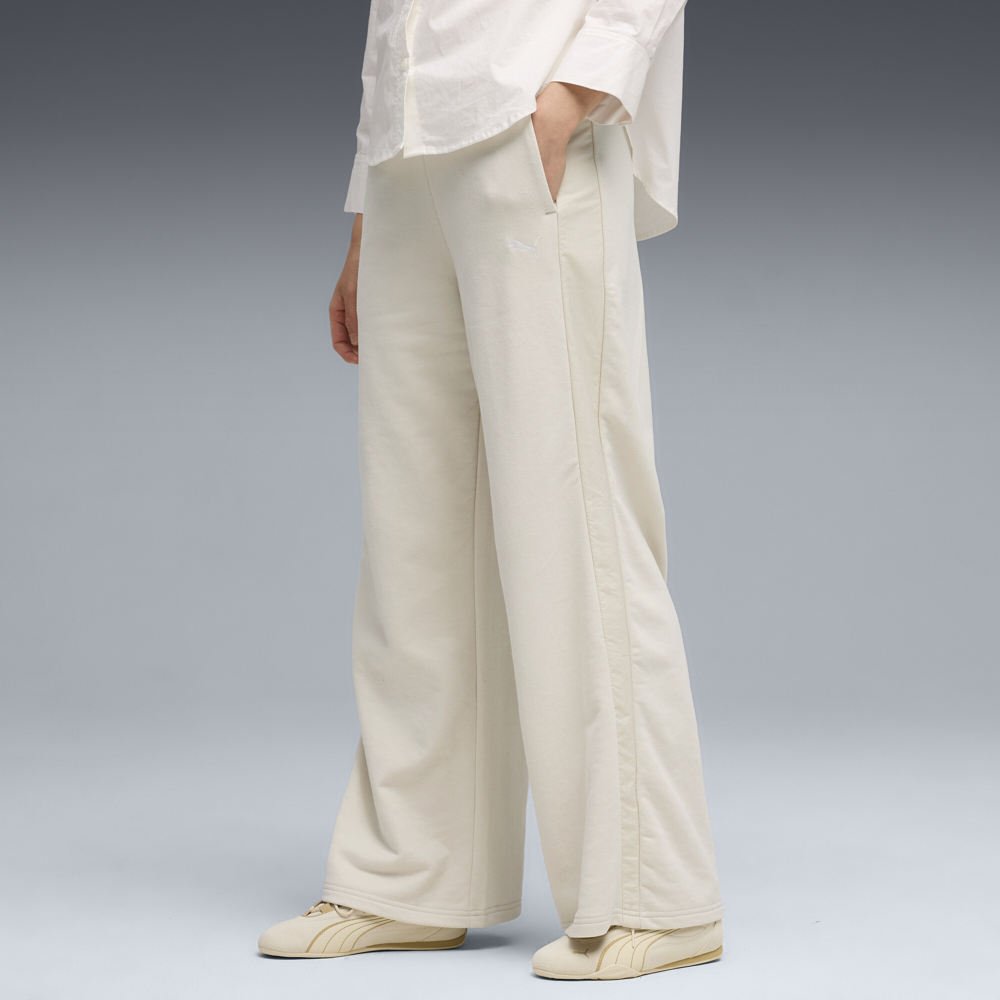 PUMA HER High-Waist Wide-Leg Hose Damen, Kleidung, Weiß, XXS