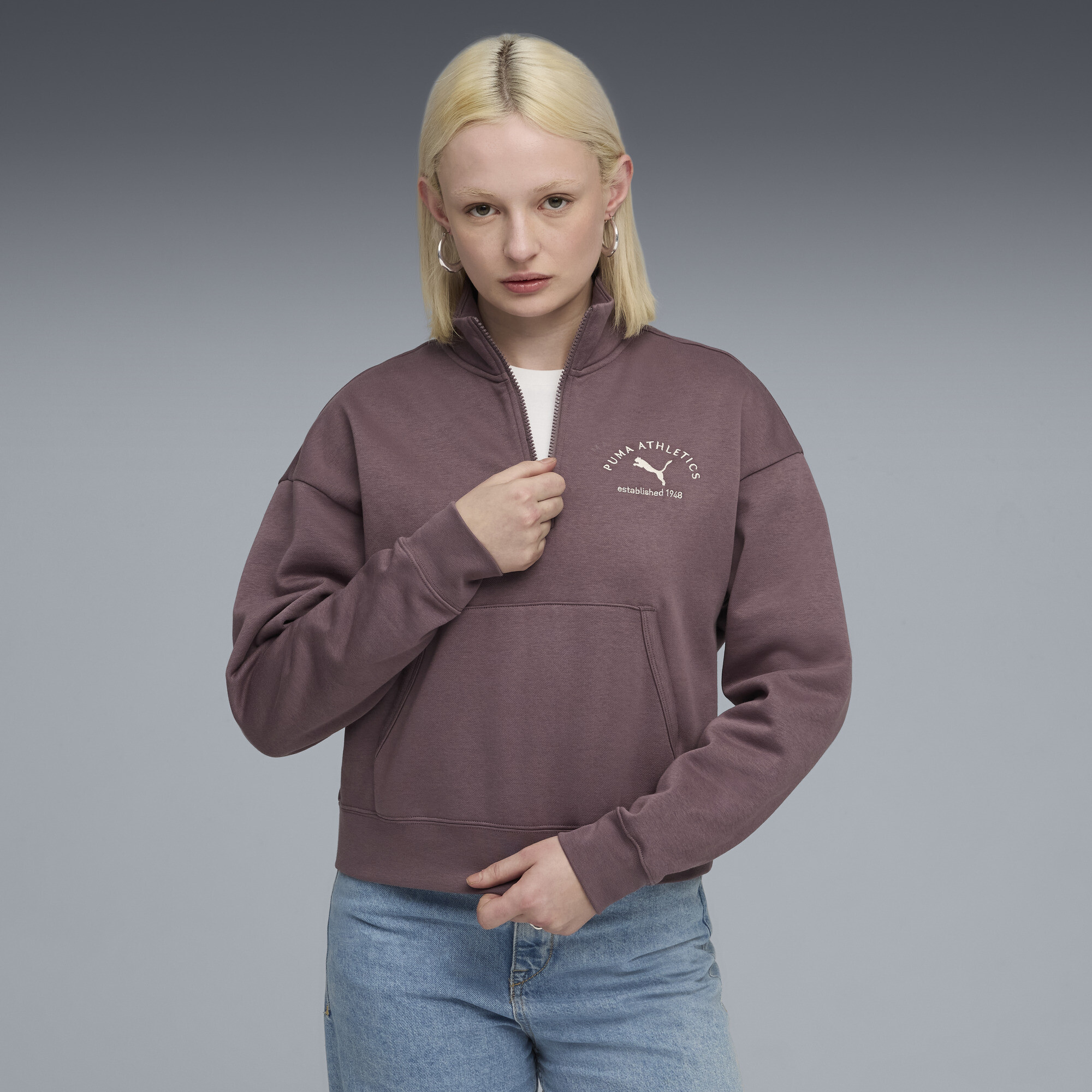 PUMA Class Kurzes Sweatshirt Damen, Kleidung, Lila, S