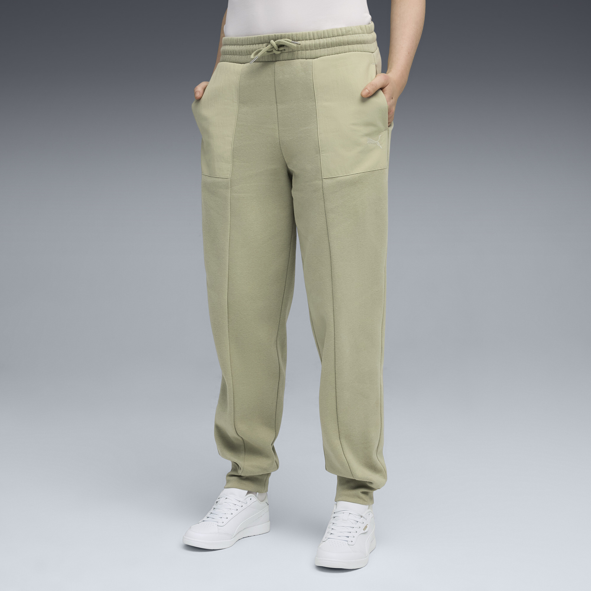 PUMA HER High-Waist-Jogginghose Damen, Kleidung, Grün, XS