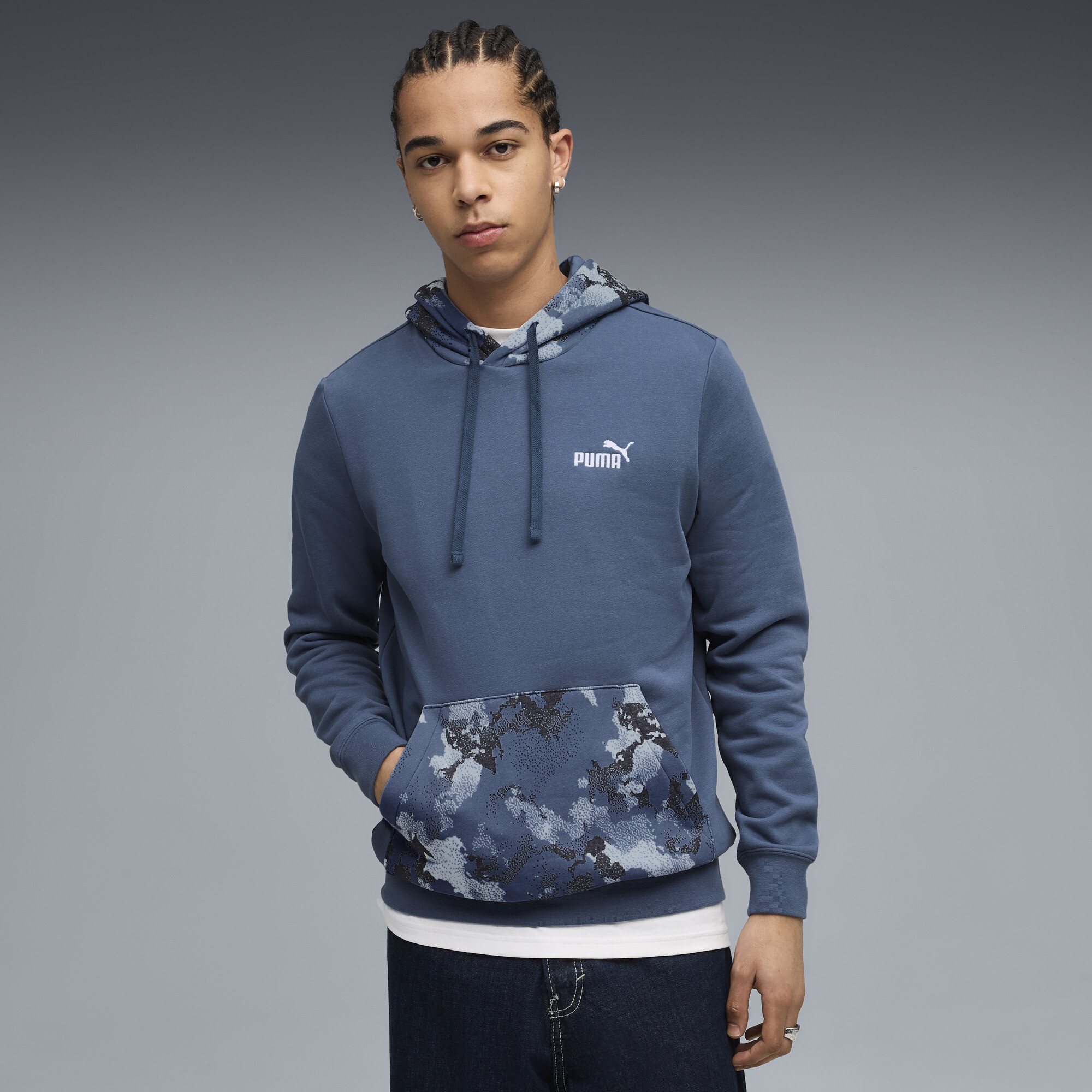 PUMA Essentials Camo Hoodie Herren, Accessoires, Blau, L