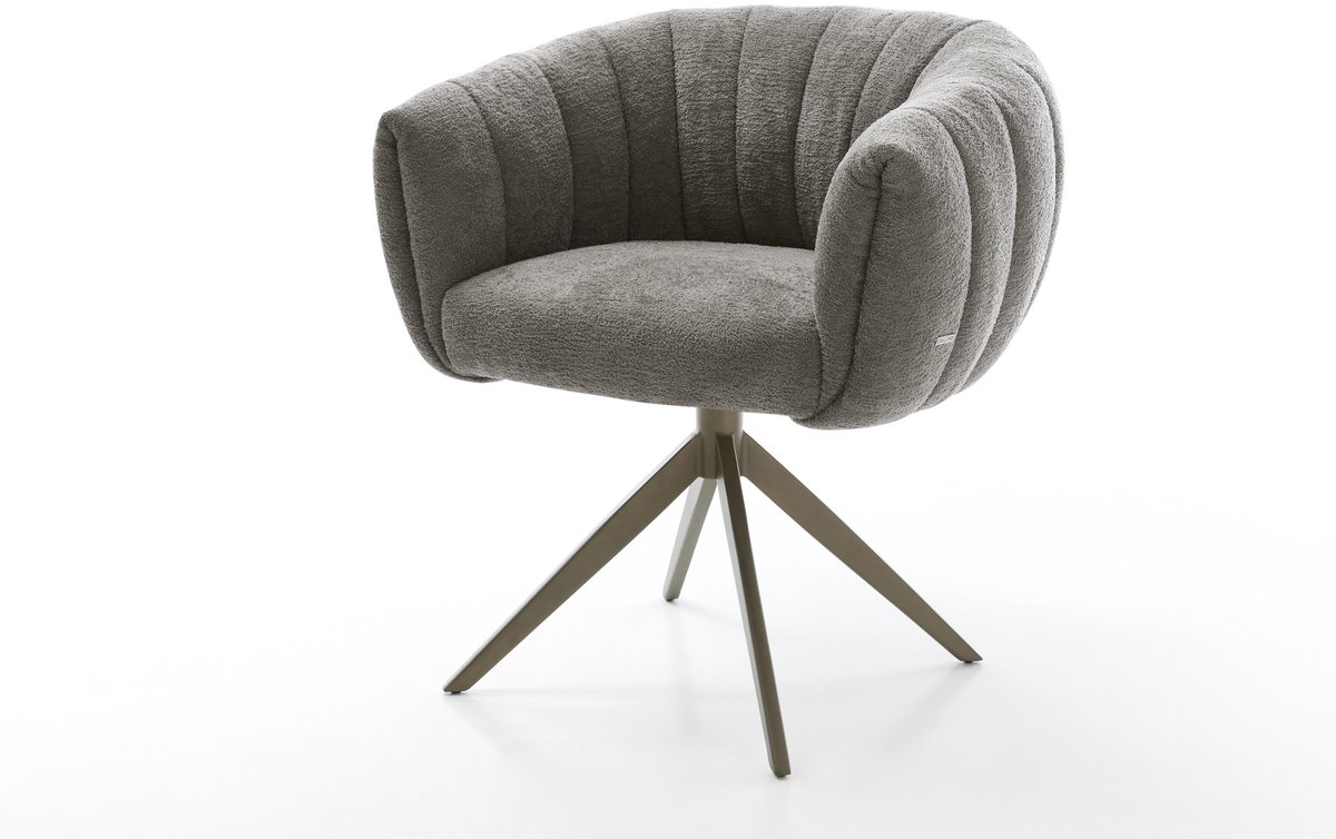 Drehstuhl Jada-Flex Bouclé Soft Schlamm Kreuzgestell breit Effektfinish Titan 360° drehbar Wippfunktion Taschenfederkern