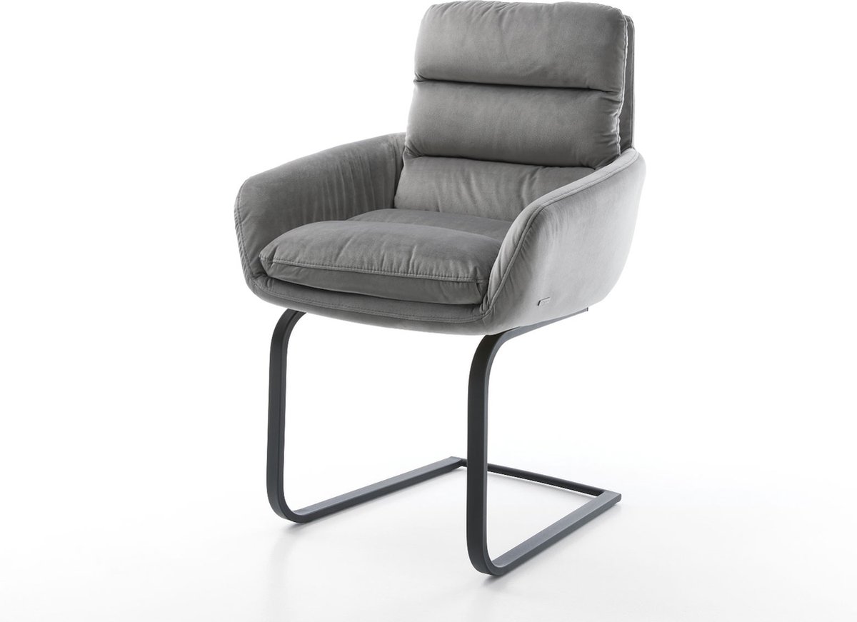 Freischwinger Abelia-Flex mit Armlehnen Samt Grau Freischwinger flach Schwarz