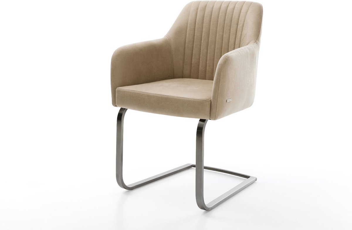 Freischwinger Greg-Flex Mikrofaser Beige Vintage Freischwinger flach Graphit Taschenfederkern