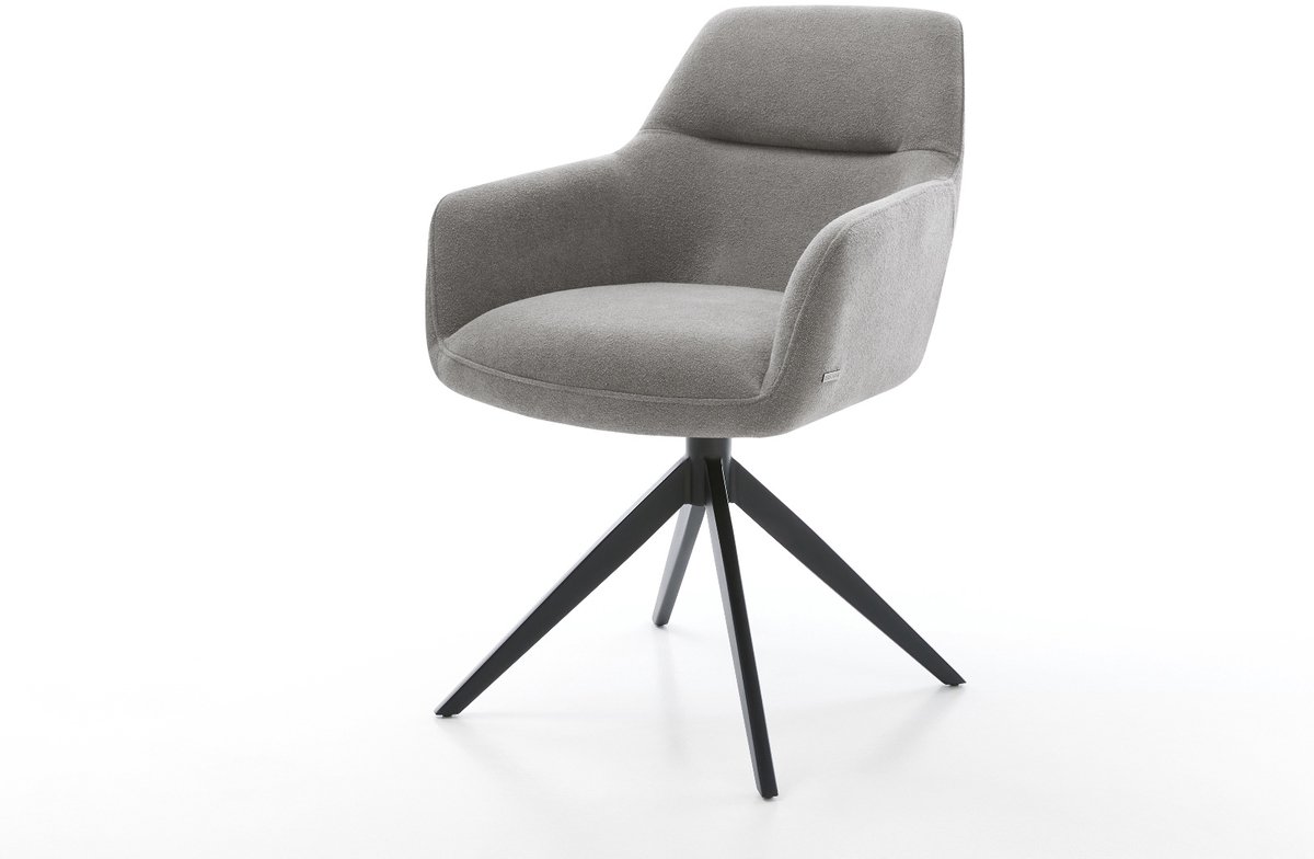 Drehstuhl Pejo-Flex Strukturstoff Soft Grau Kreuzgestell breit Schwarz 360° drehbar Wippfunktion Taschenfederkern