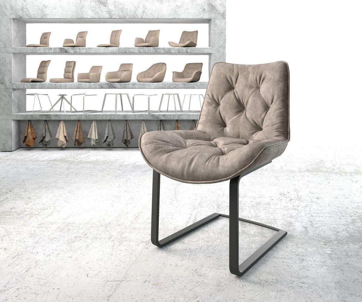 Freischwinger Taimi-Flex Mikrofaser Taupe Vintage Freischwinger flach Schwarz