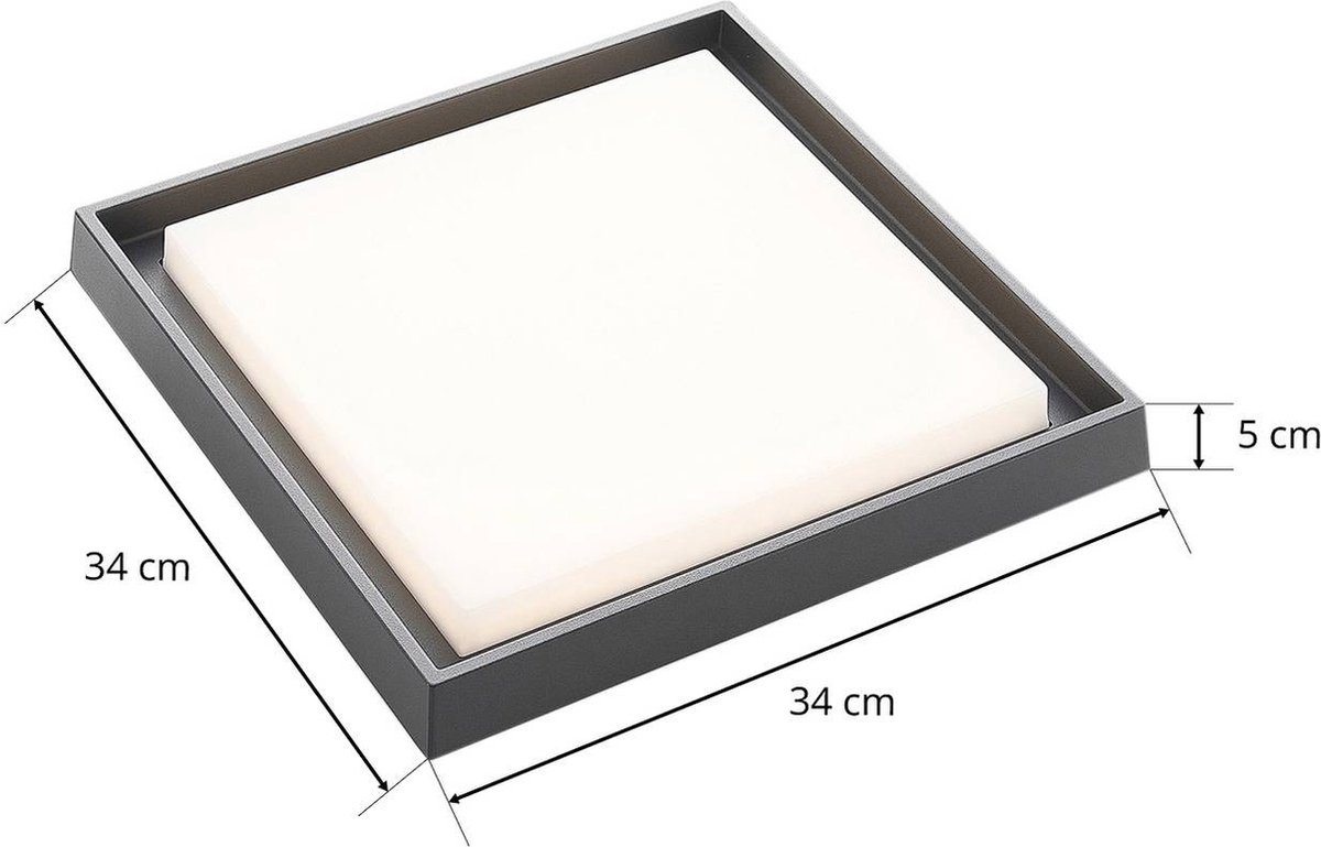 Birta LED-Außendeckenlampe, dunkelgrau, IP54, 34cm Lucande - Modern - Metall - Eckig