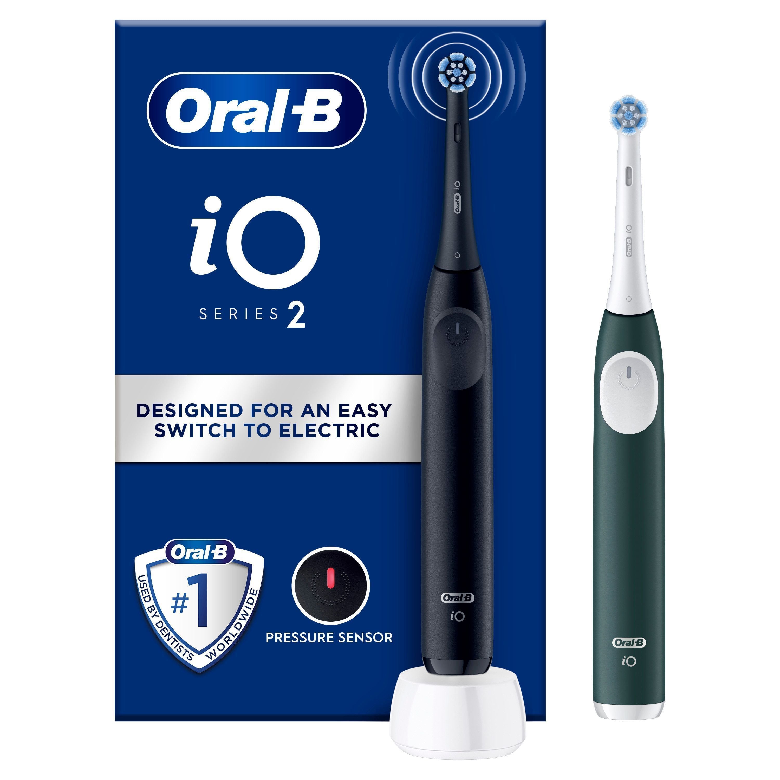 Oral B iO 2 Duo-pack Electric Toothbrushes Night Black & Forest Green