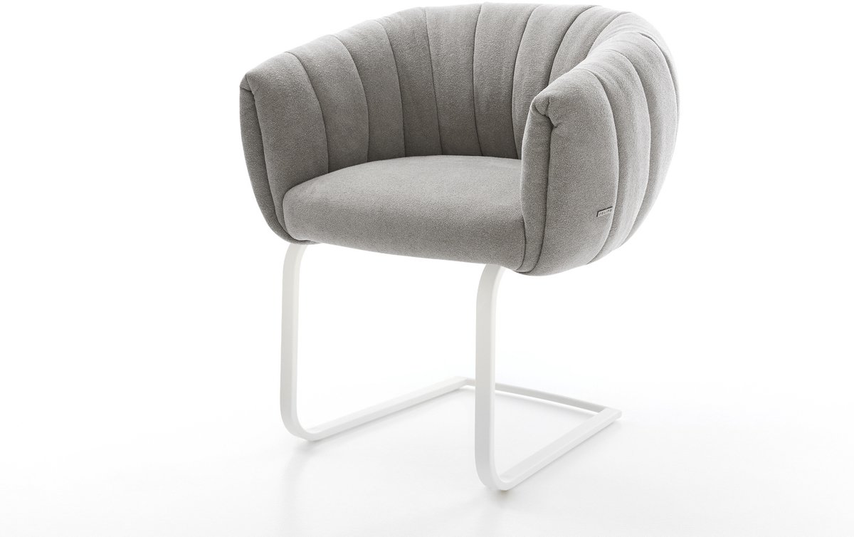 Freischwinger Jada-Flex Strukturstoff Soft Grau Freischwinger flach Weiß Taschenfederkern