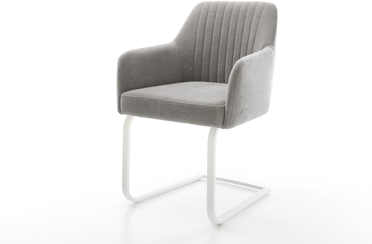 Freischwinger Greg-Flex Strukturstoff Soft Grau Freischwinger flach Weiß Taschenfederkern