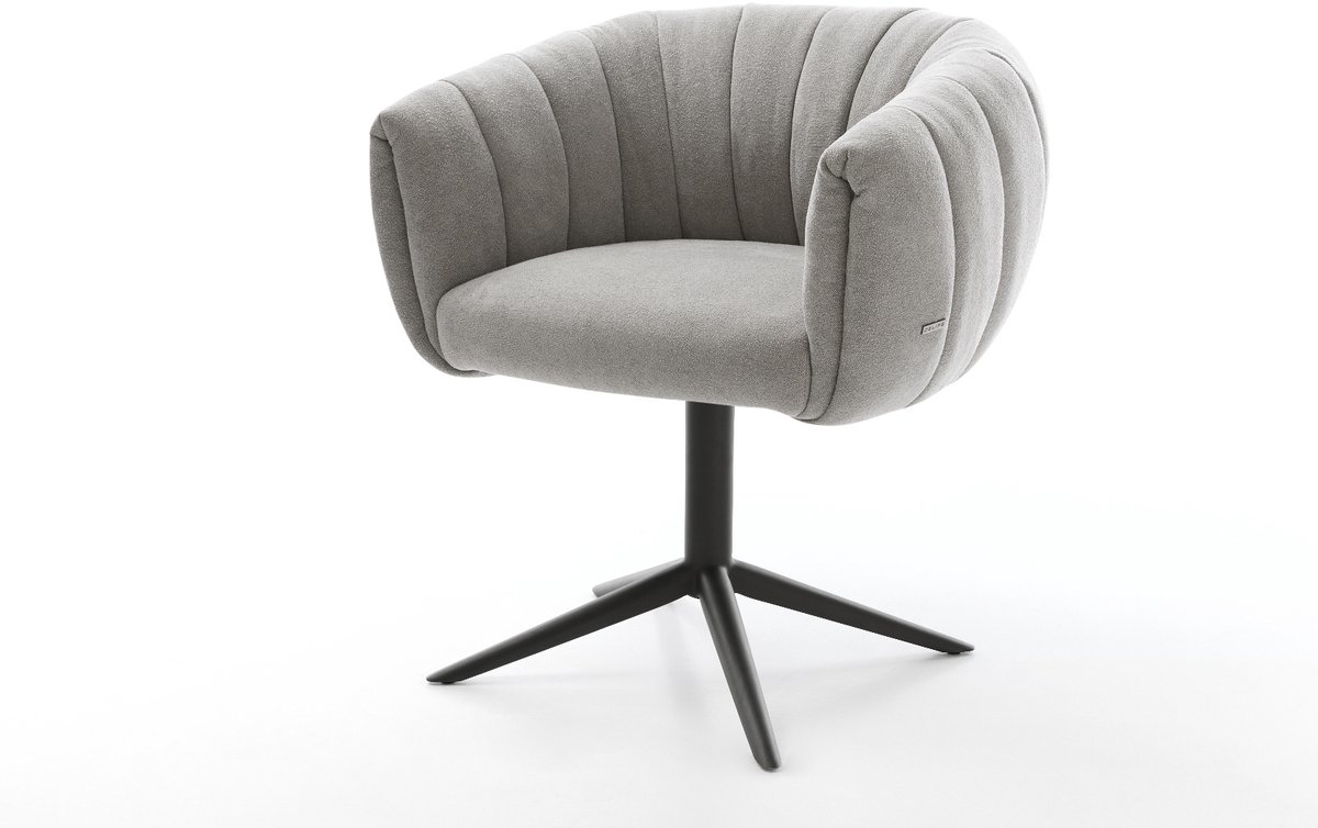 Drehstuhl Jada-Flex Strukturstoff Soft Grau Fußkreuz Schwarz 360° drehbar Wippfunktion Taschenfederkern