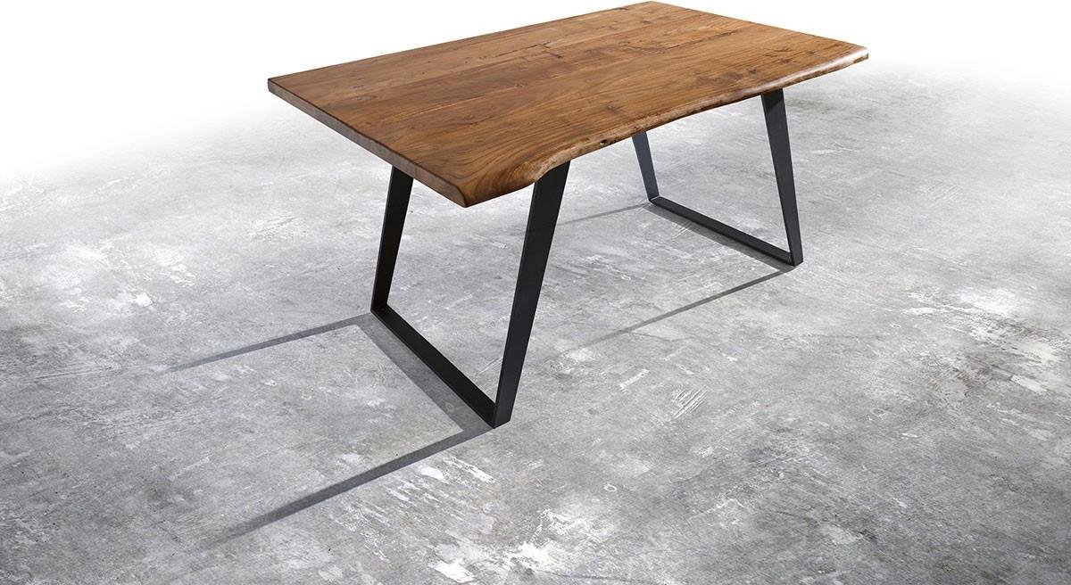 Esstisch Edge 140x90 Akazie Natur Metall Schräg Live-Edge