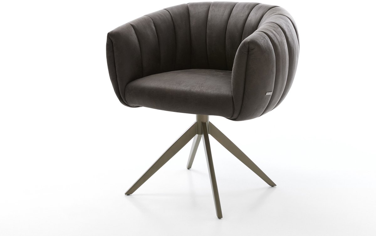 Drehstuhl Jada-Flex Mikrofaser Anthrazit Vintage Kreuzgestell breit Effektfinish Titan 360° drehbar Wippfunktion Taschenfederkern