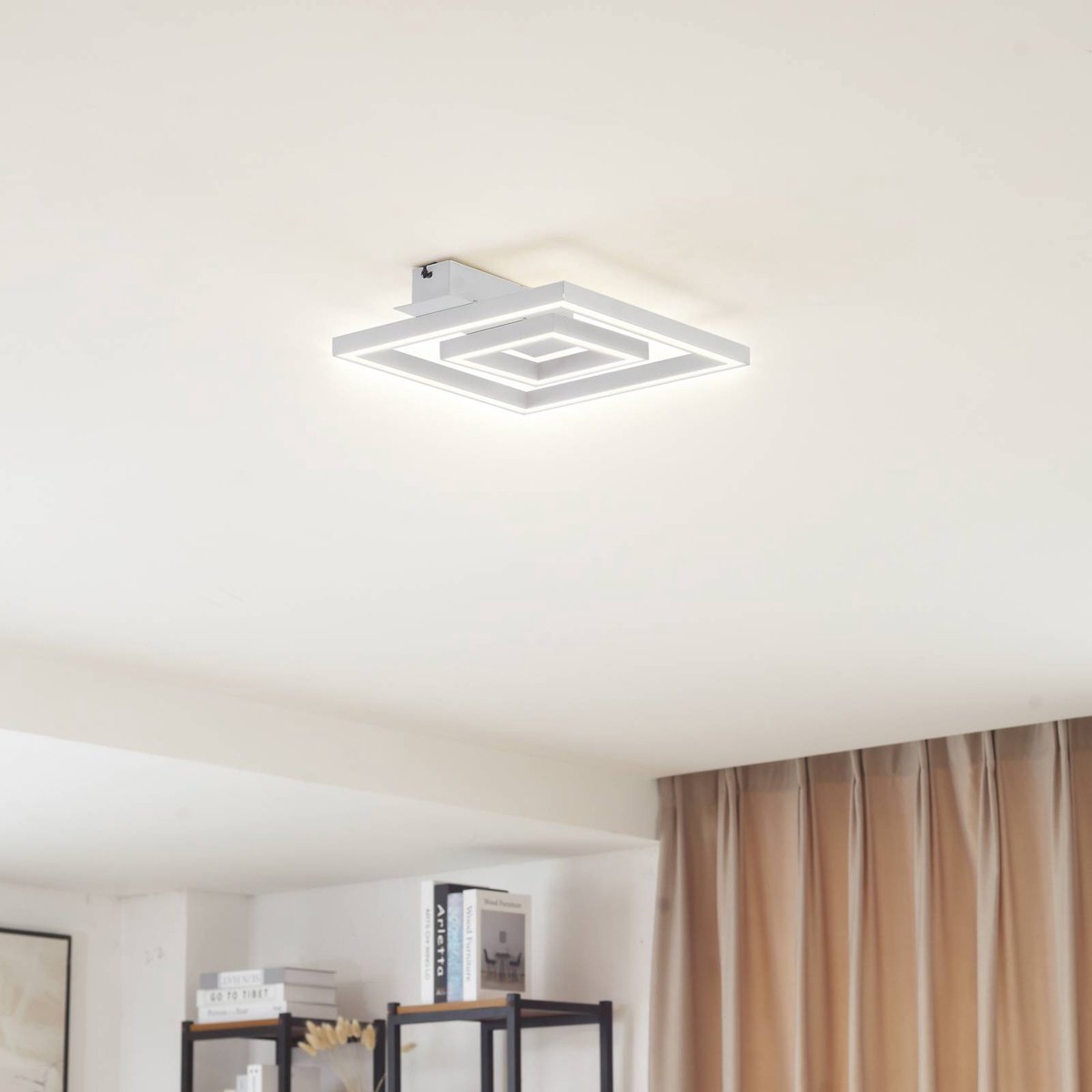 Madamo LED Deckenleuchte Weiß Lindby - Wohnzimmer - Modern - Aluminium - Eckig