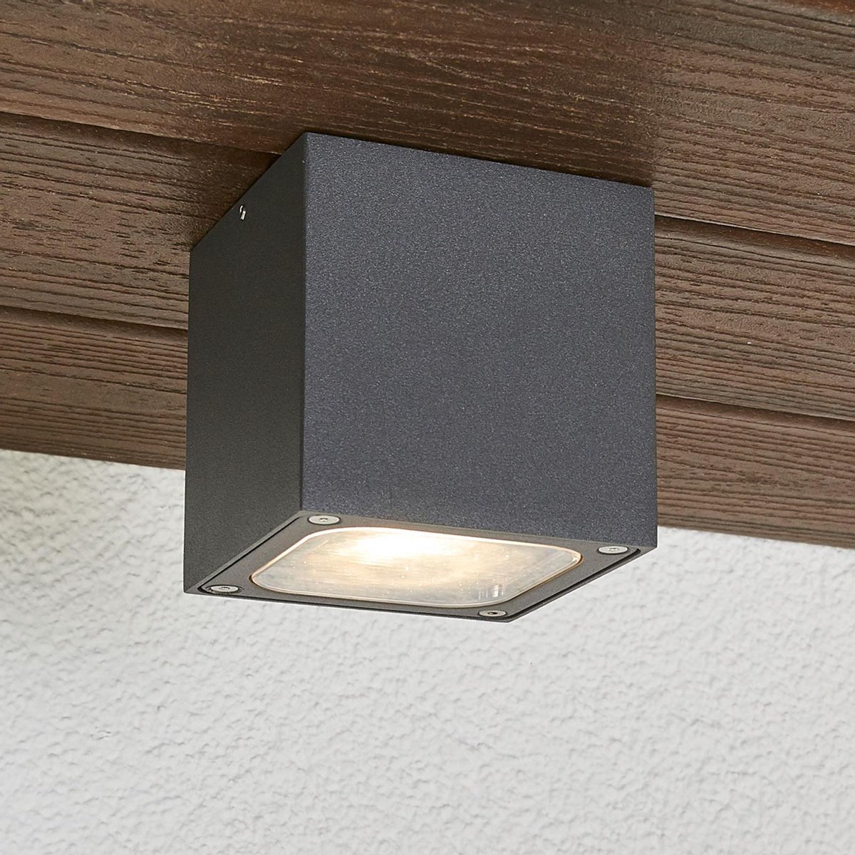 Tanea LED Außen Deckenleuchte 10x10 Dark Grey Lucande - Modern - Metall - Eckig