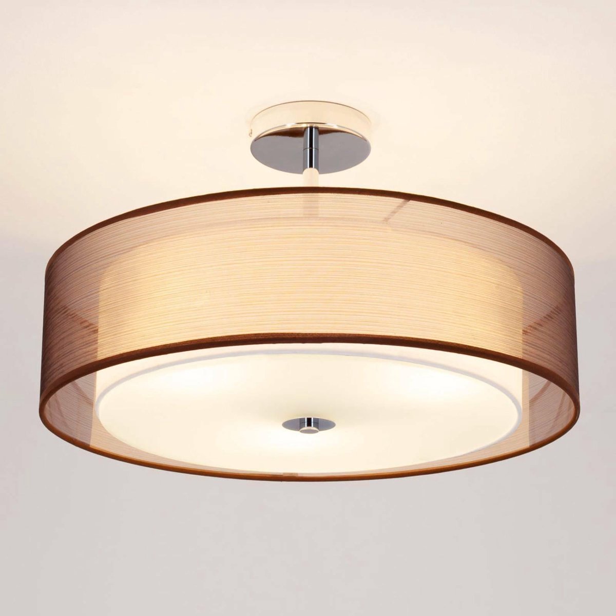 Pikka LED Deckenleuchte Brown/White Lindby - Wohnzimmer - Modern - Stoff / Textil - Mit Abstand