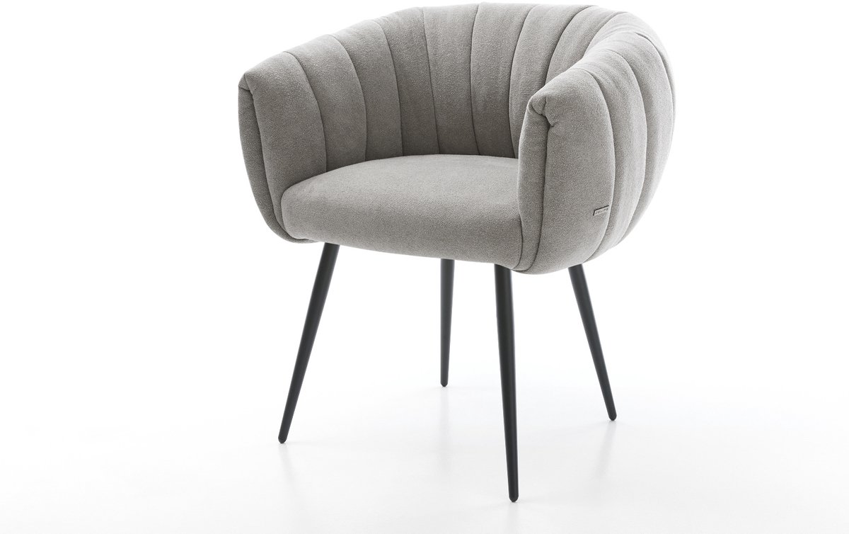Esszimmerstuhl Jada-Flex Strukturstoff Soft Grau 4-Fuß konisch Schwarz Taschenfederkern