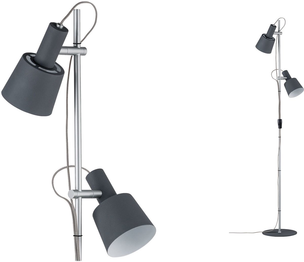 Haldar Stehleuchte Dark Grau/Chrom Paulmann - Wohnzimmer - Modern - Metall - Mehrflammig
