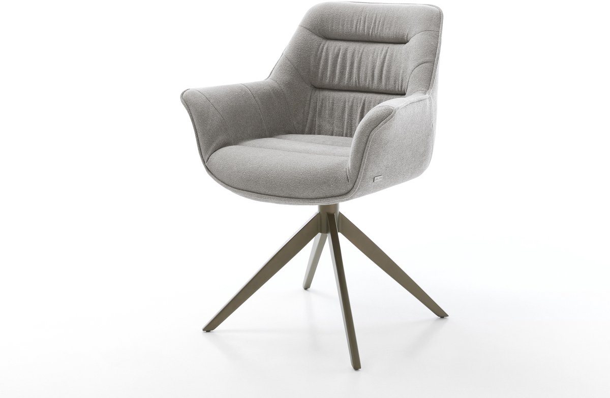 Drehstuhl Kaira-Flex Strukturstoff Soft Grau Kreuzgestell breit Effektfinish Titan 360° drehbar Wippfunktion