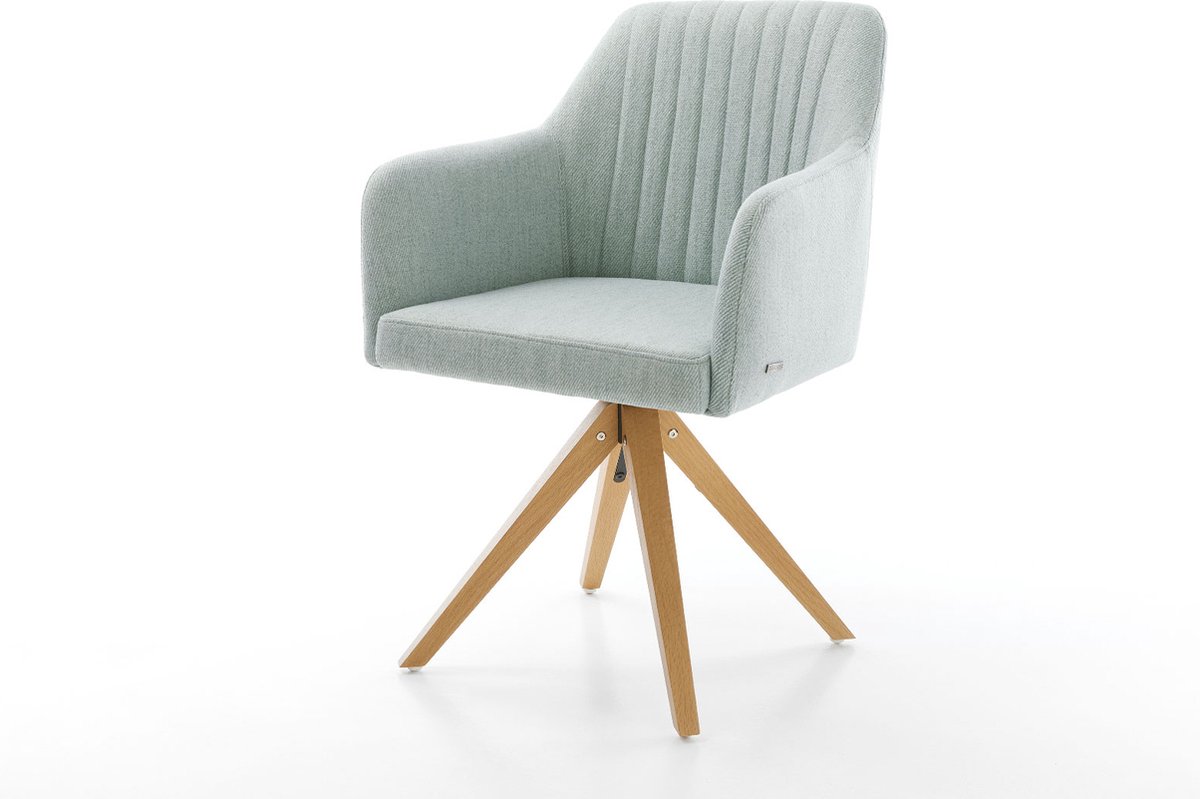 Drehstuhl Greg-Flex Stripes Mint Holzgestell kantig 180° drehbar