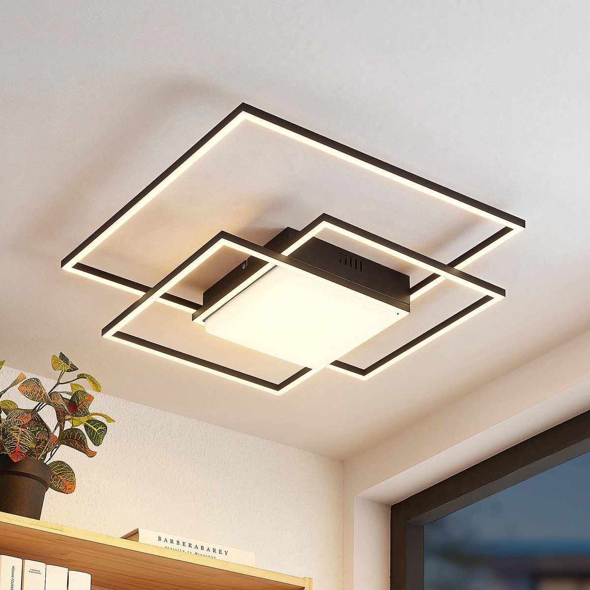 Nelinka LED Deckenleuchte Black Lindby - Wohnzimmer - Modern - Metall - Eckig