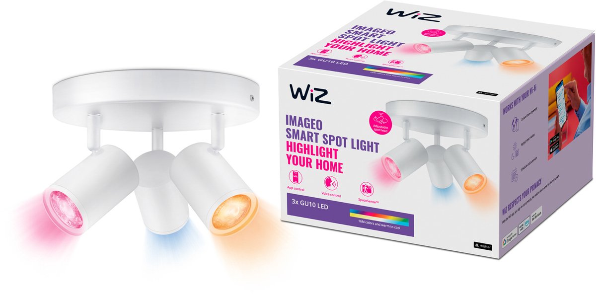 Imageo 3 Deckenleuchte Round RGB White WiZ - Flurbereich - Modern - Aluminium - Mehrflammig