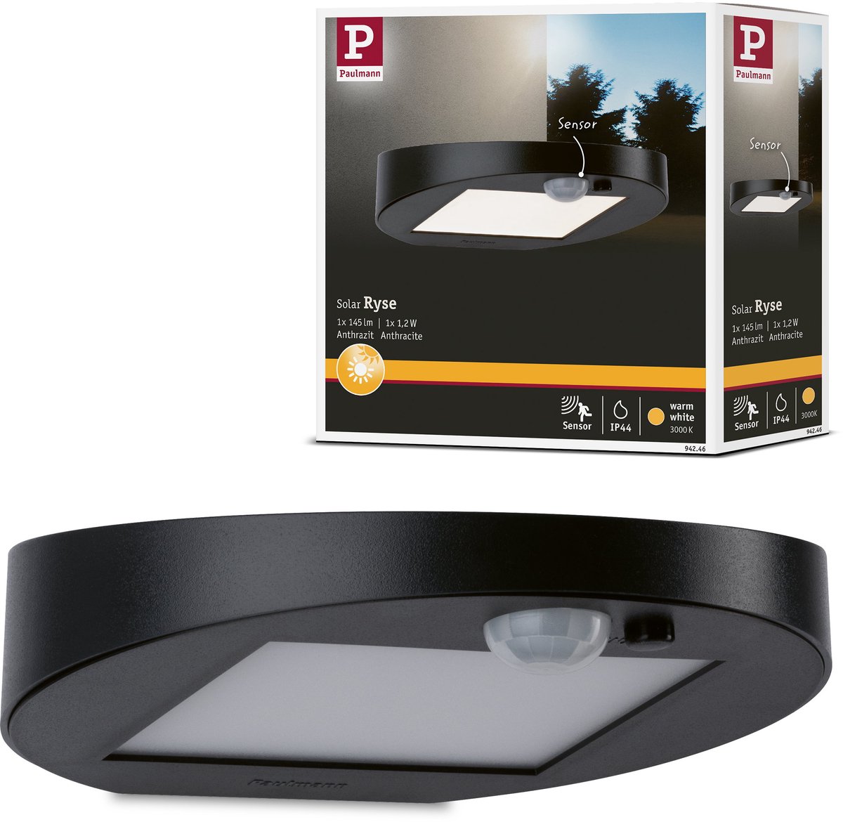 Ryse LED-Solar-Außenwandleuchte, anthrazit Paulmann - Modern - Kunststoff - Rund