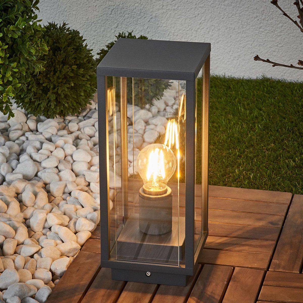 Annalea Außen Gartenleuchte H35 Dark Grey/Clear Lucande - Terrasse - Modern - Metall - Einflammig