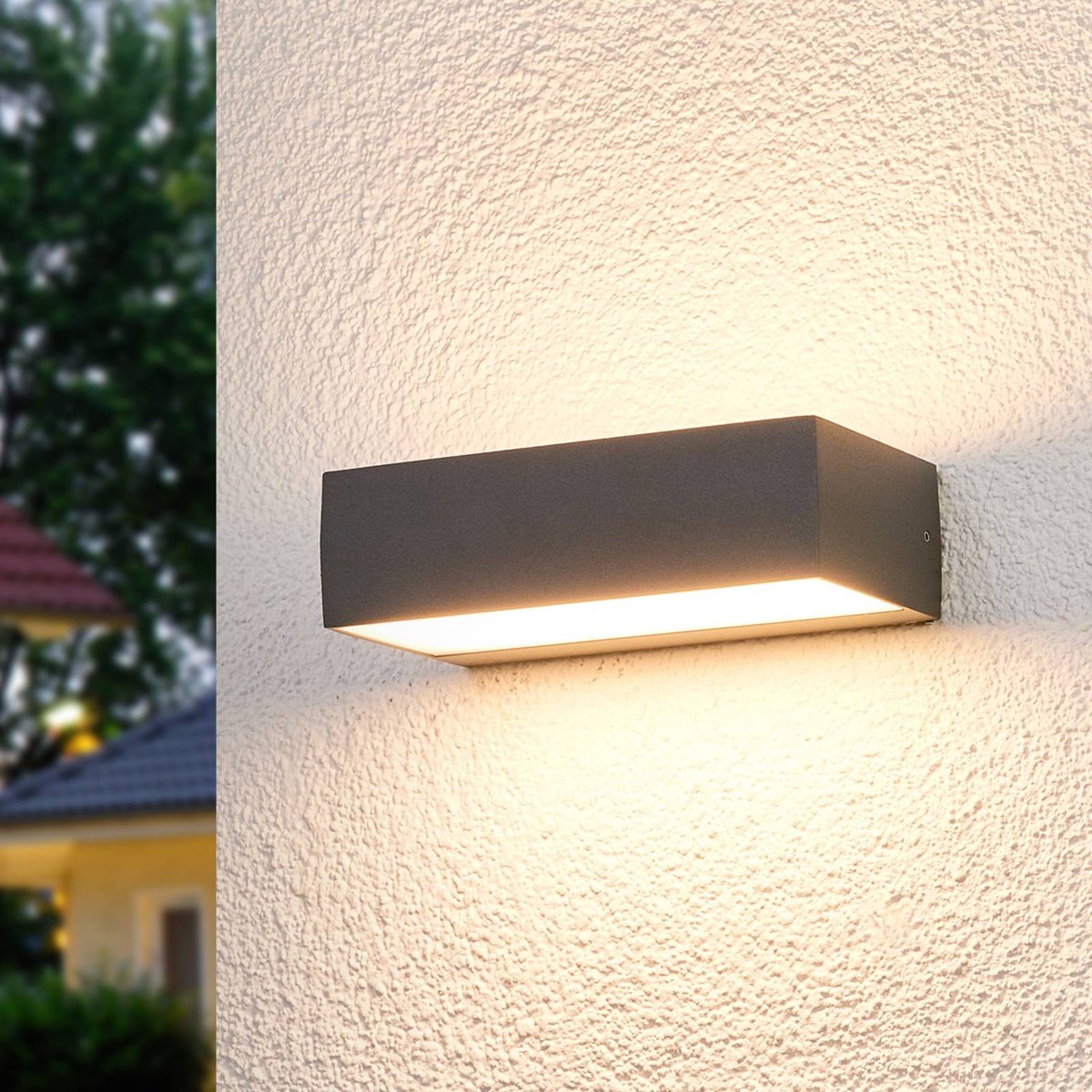 Lissi Außenwandleuchte IP54 Dark Grey Lucande - Terrasse - Modern - Kunststoff - Eckig
