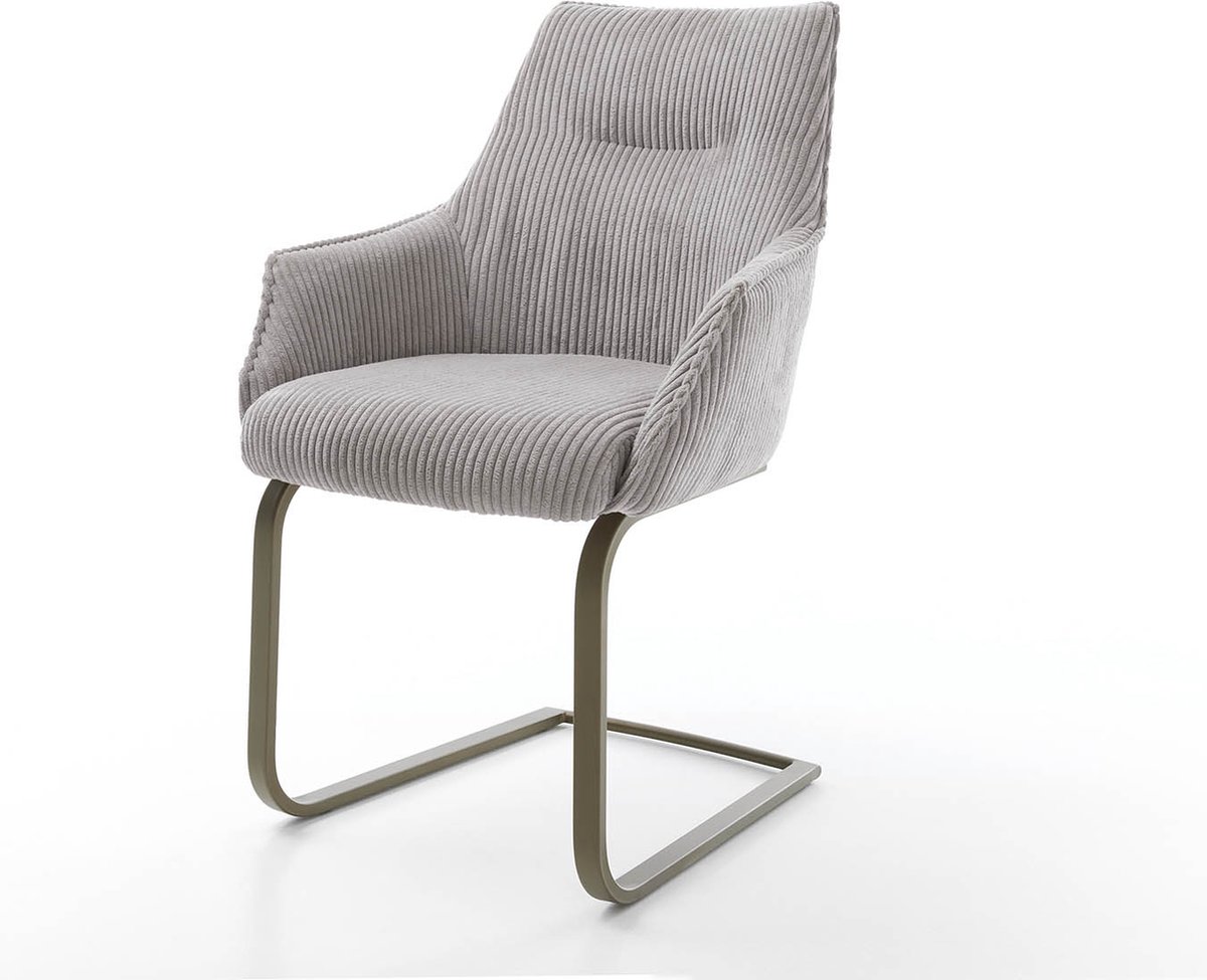 Freischwinger Alja-Flex mit Armlehnen Cord Silbergrau Freischwinger flach Effektfinish Titan Taschenfederkern