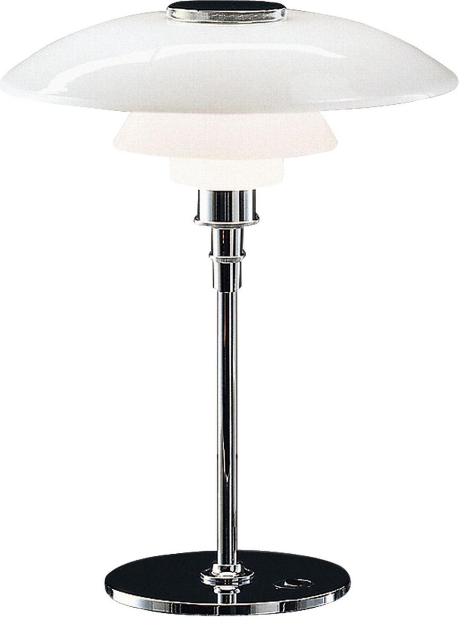 PH 4 1/2-3 1/2 Tischlampe, chrom/weiß, 55 cm Louis Poulsen - Wohnzimmer - Design - Metall - Mit Schirm