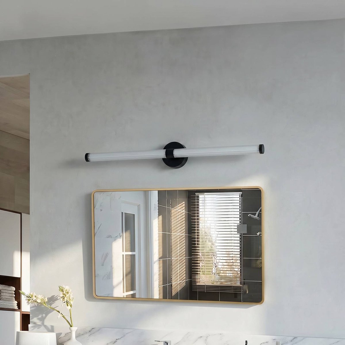 Melisa LED-Wandleuchte, schwarz, 90 cm, CCT, IP44 Lucande - Badezimmer - Modern - Glas - Zylinder
