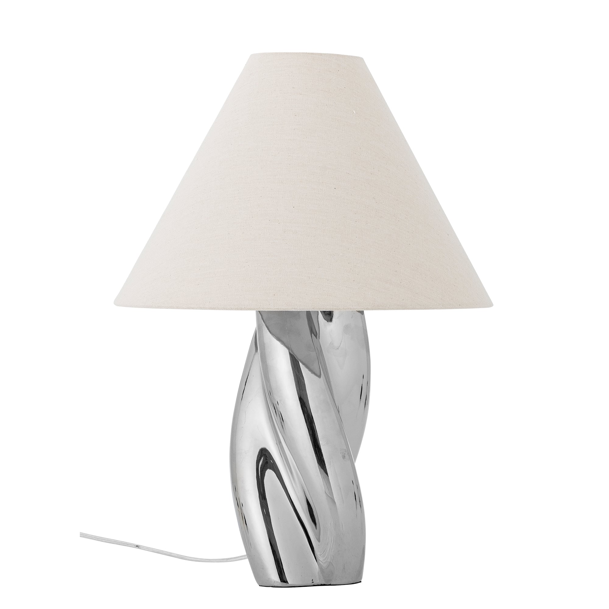 Silva Tischleuchte, Steingut, Leinen, silber Bloomingville - Wohnzimmer - Modern - Keramik - Einflammig