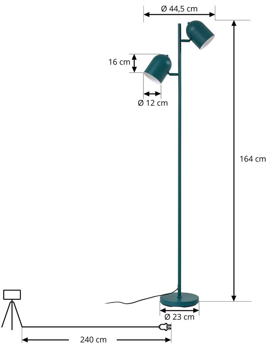 Isara Stehlampe, grün,165 cm, 2-flg., Metall, E27 Lindby - Wohnzimmer - Modern - Mit Schirm