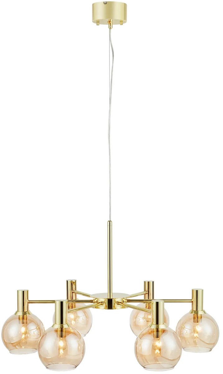 Ambra Hängeleuchte, messing/amber, Glas, Ø 75 cm Markslöjd - Wohnzimmer - Metall - Mehrflammig
