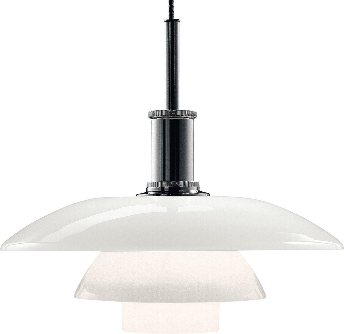PH 4 1/2-4 Hängelampe, Ø 45 cm, chrom/weiß Louis Poulsen - Wohnzimmer - Design - Glas - Einflammig